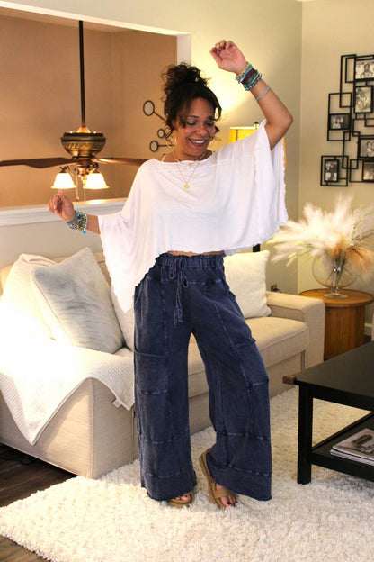 JH Mineral Wash Wide Leg Cropped Pants