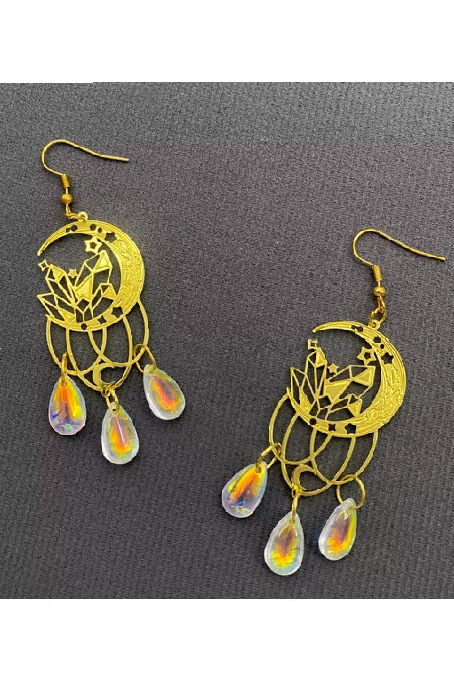 BB Moon Crystals Fringe Dangle Earrings
