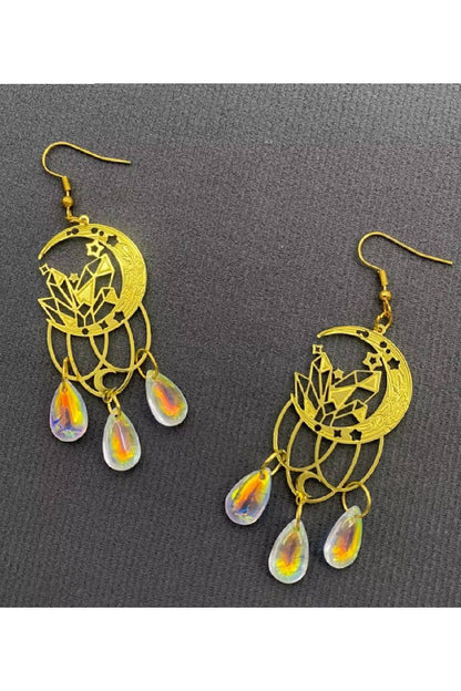 BB Moon Crystals Fringe Dangle Earrings