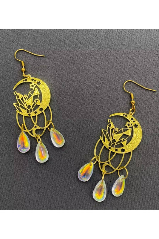 BB Moon Crystals Fringe Dangle Earrings