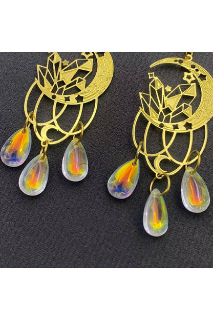 BB Moon Crystals Fringe Dangle Earrings