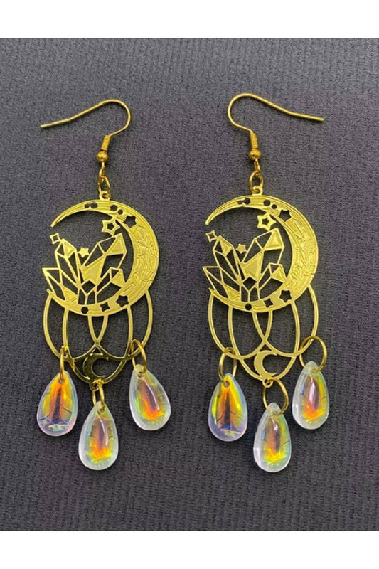 BB Moon Crystals Fringe Dangle Earrings