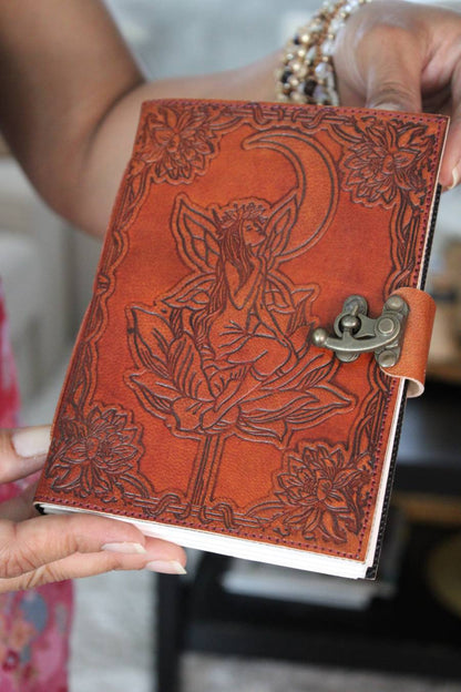 Moonlit Flower Fairy Leather Journal