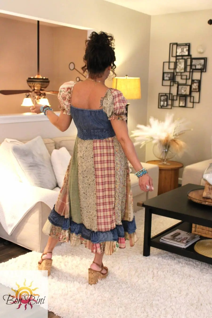 YT Morning Glory Patchwork Midi Dress