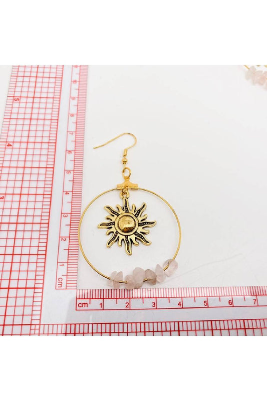 Natural Gravel Sun Pendant Earrings