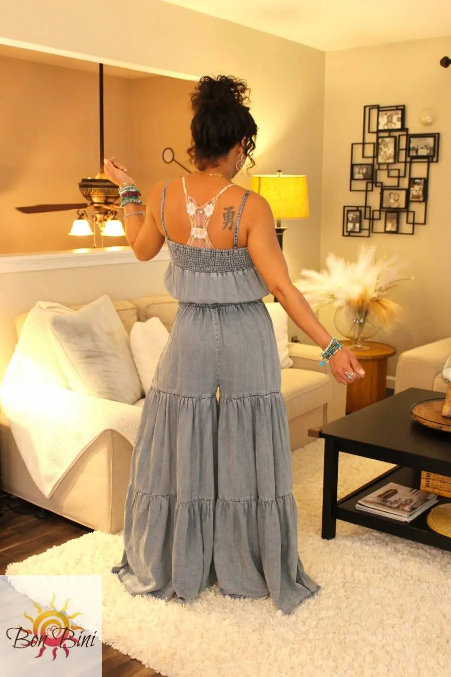 O&H Songbird Smocked Ruffle Bodice Jumpsuit