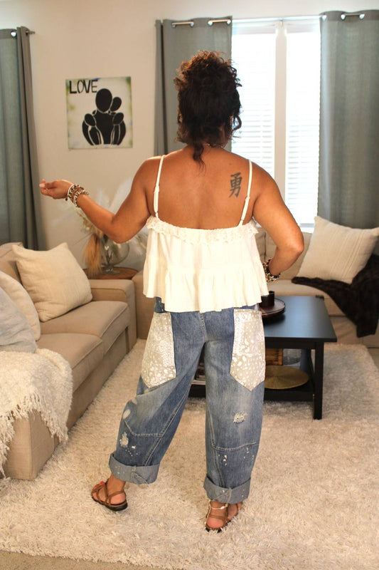 POL Romantic Lace Tiered Cami Top