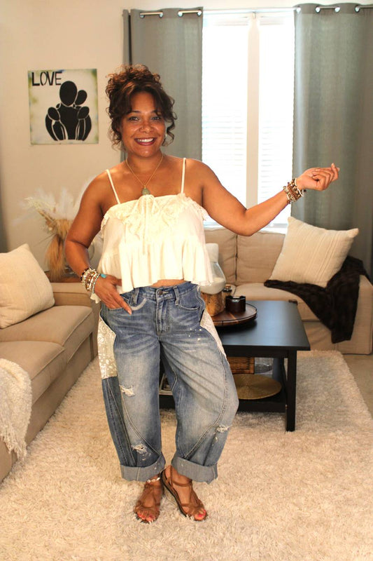 O&H Boho Bandana Love Washed Jeans