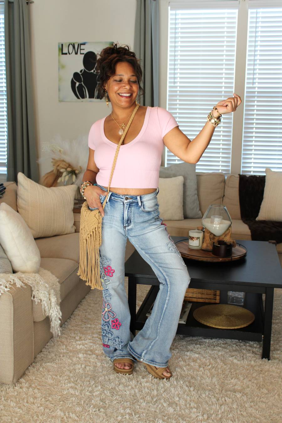 O&H Flower Power Embroidered Jeans