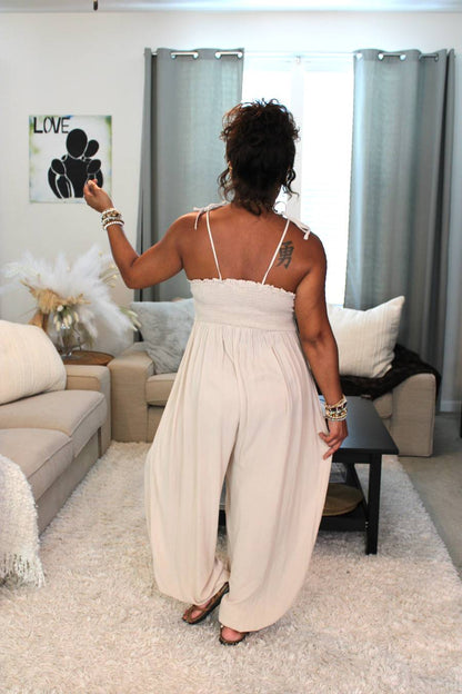 Oatmeal Charm Button Front Jumpsuit