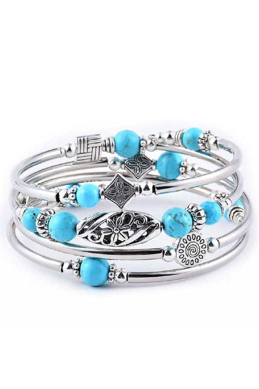 Ocean Moon Stone Wrap Beaded Bracelet