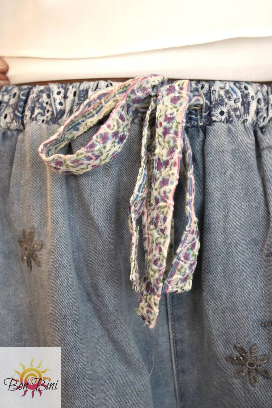 POL Floral Ocean Patchwork Twill Pants