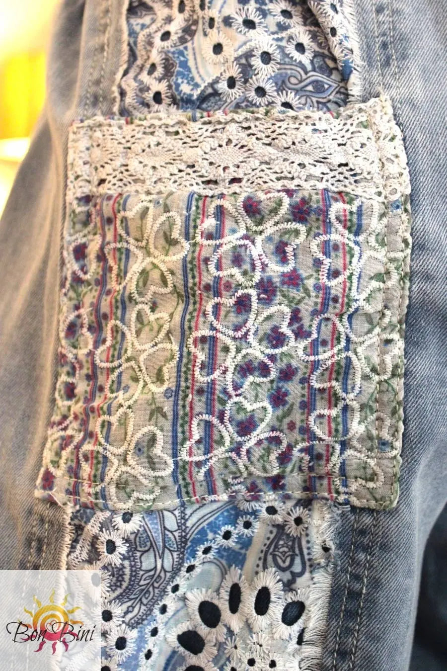 POL Floral Ocean Patchwork Twill Pants