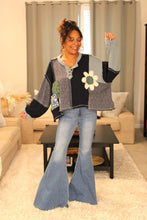 Load image into Gallery viewer, POL Indigo Feeling Patchy Oversized Pullover Top
