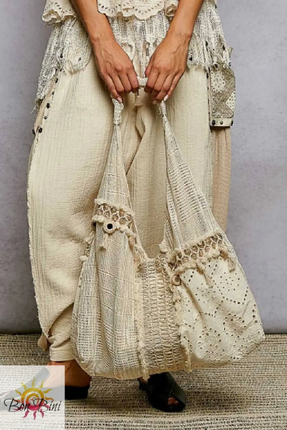 POL Lace Patched Hobo Bag