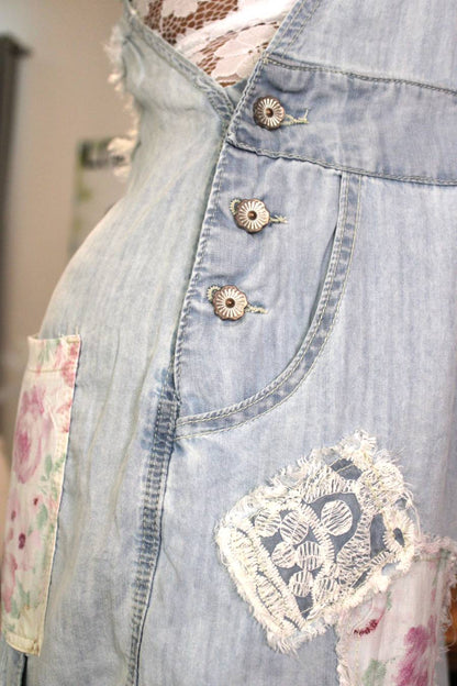POL Little Bit Of Floral & Lace Jogger Overalls