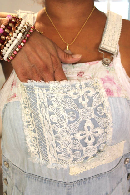POL Little Bit Of Floral & Lace Jogger Overalls