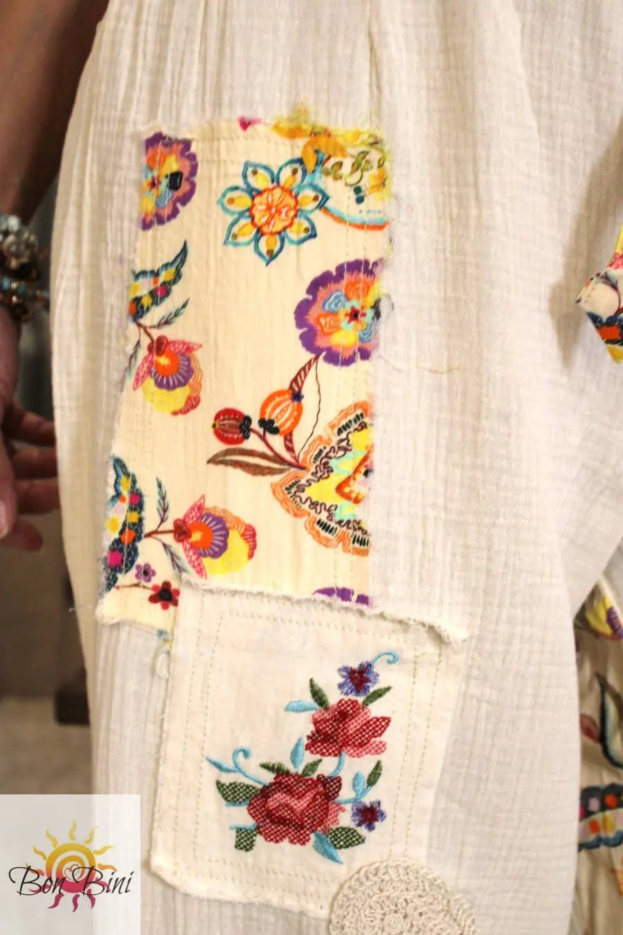 POL Paisley Sunburst Embroidered Patchwork Jogger