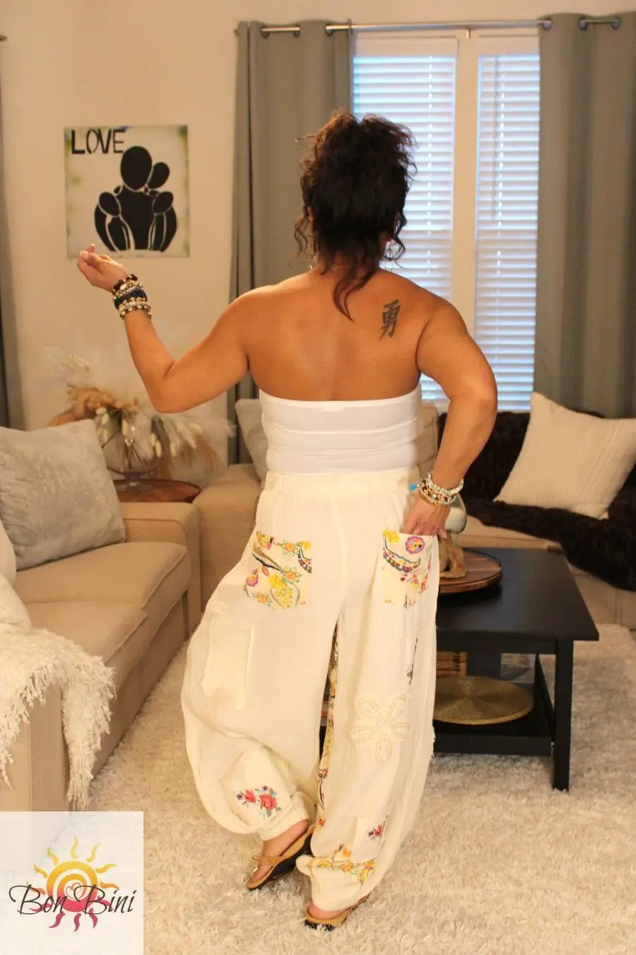 POL Paisley Sunburst Embroidered Patchwork Jogger