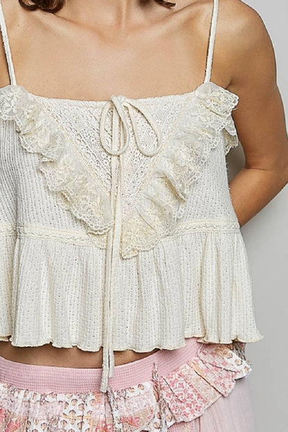 POL Romantic Lace Tiered Cami Top