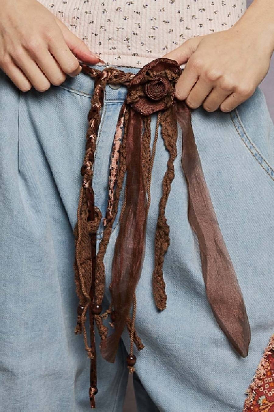 POL Rosette Tassel Tie Belt