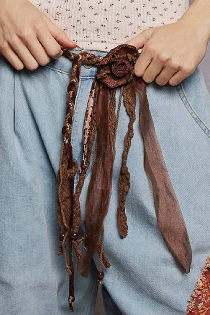 POL Rosette Tassel Tie Belt