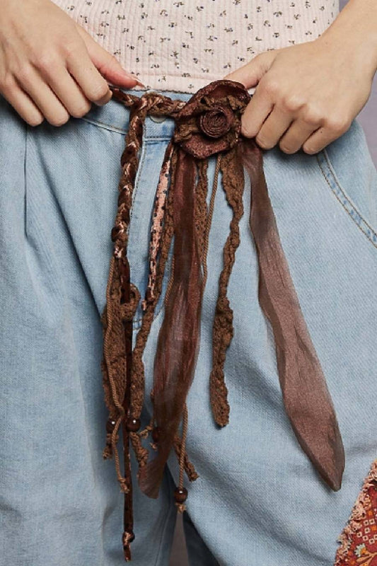 POL Rosette Tassel Tie Belt