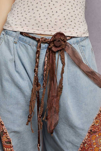POL Rosette Tassel Tie Belt