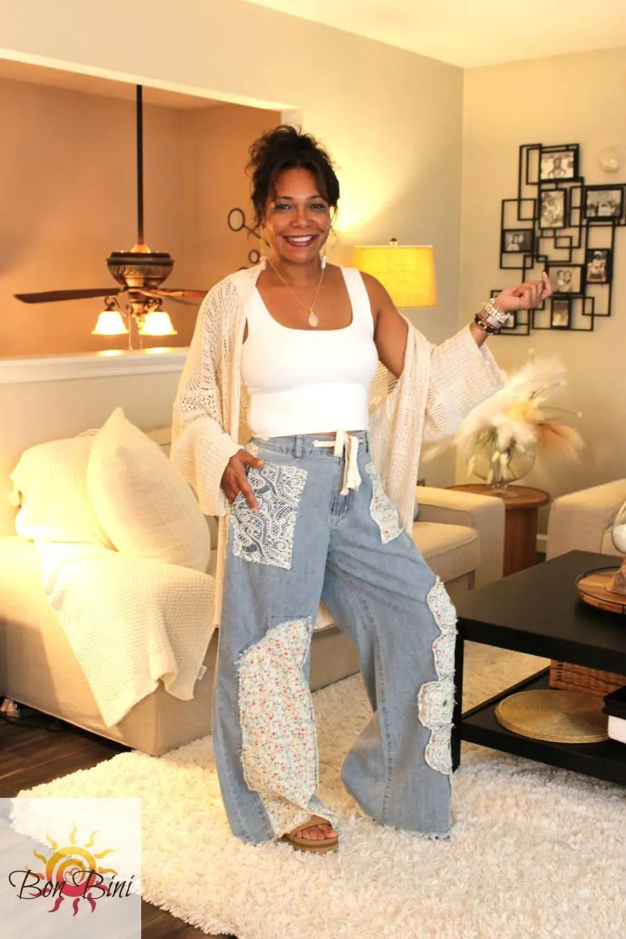 POL Blissful Flowers Denim Pants