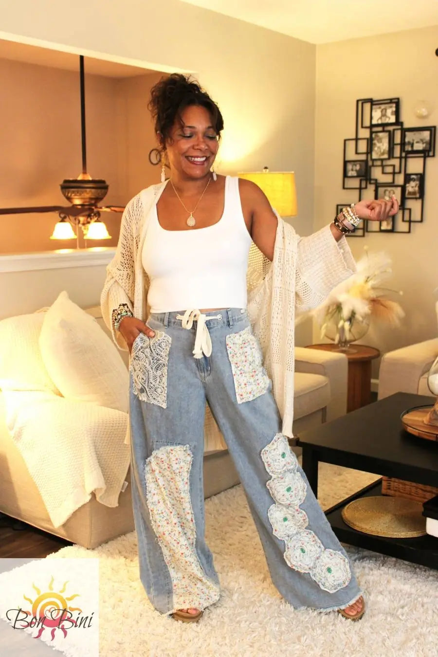 POL Blissful Flowers Denim Pants