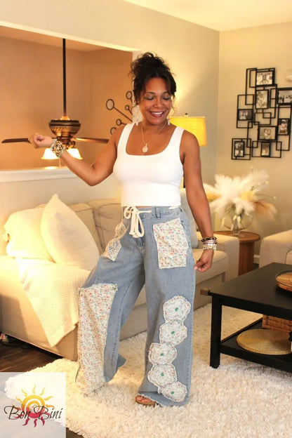 POL Blissful Flowers Denim Pants