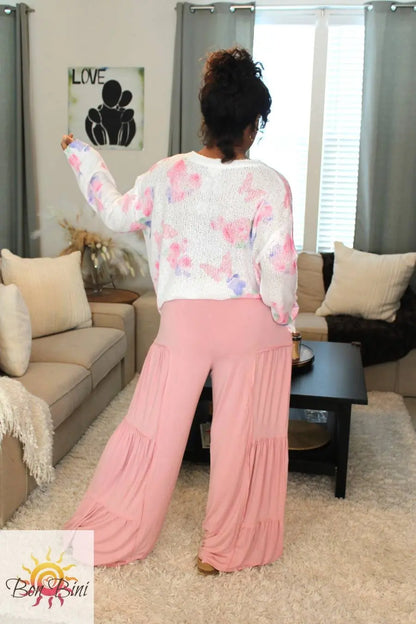 POL Butterflies & Flowers Sweater Top