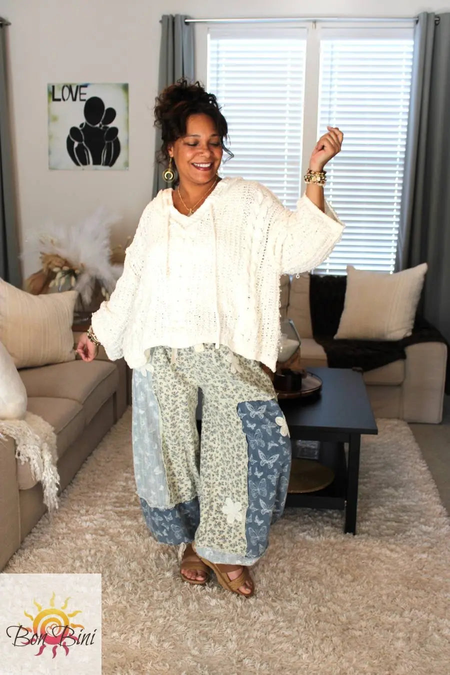 POL Butterfly Wisps Floral Patchwork Pants