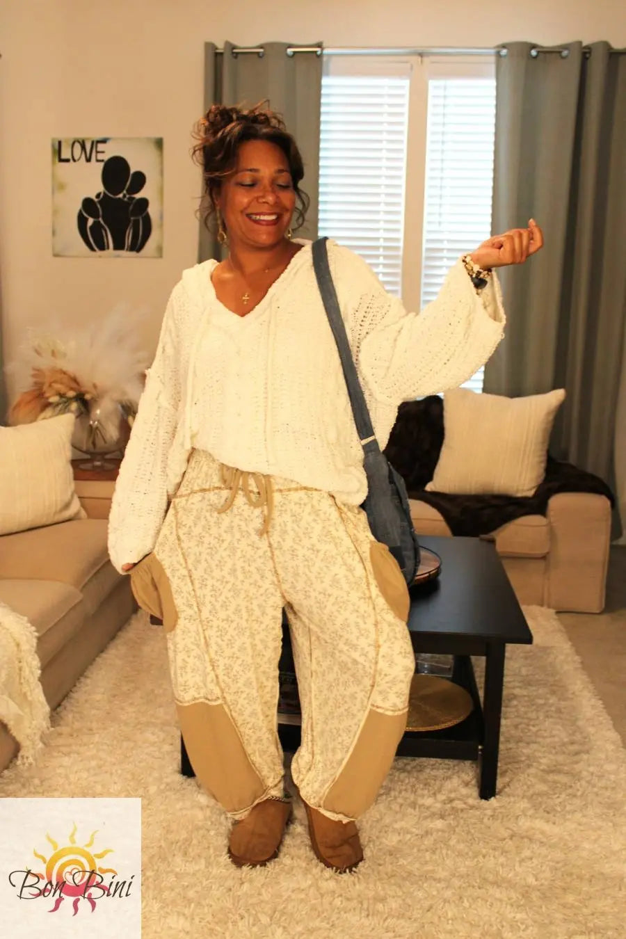 POL Floral Pattern Knit Pants