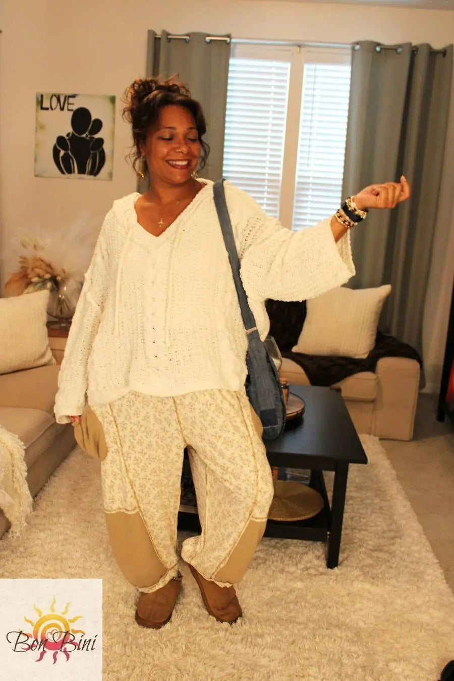 POL Floral Pattern Knit Pants