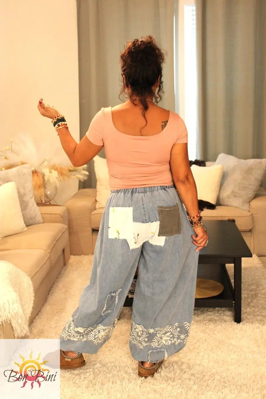POL Double Gauze Lace Jogger Pants