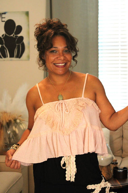 POL Romantic Lace Tiered Cami Top