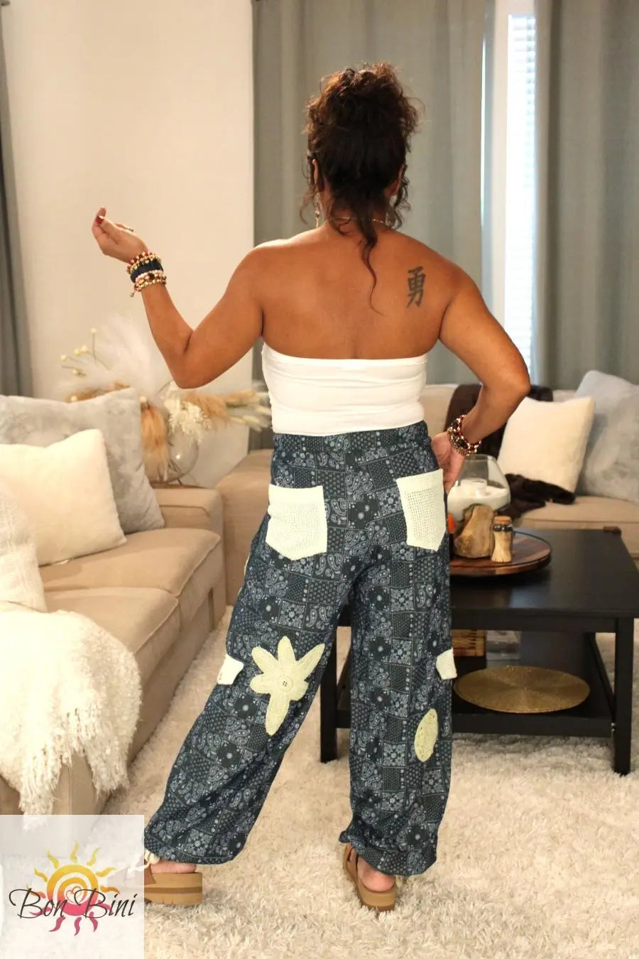 POL Indigo Lovely Touch Paisley Twill Pants