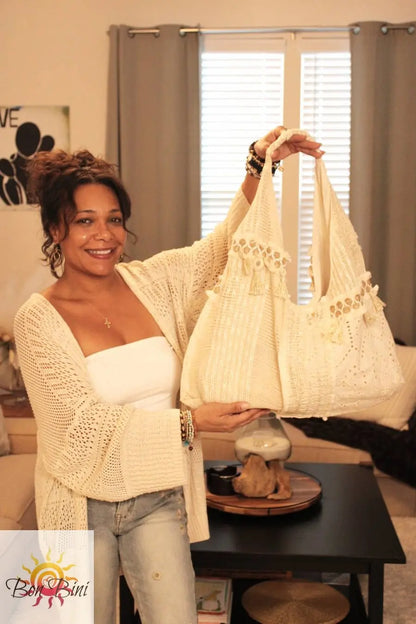 POL Lace Patched Hobo Bag