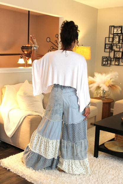 POL Love Is Blue Patchwork Pants