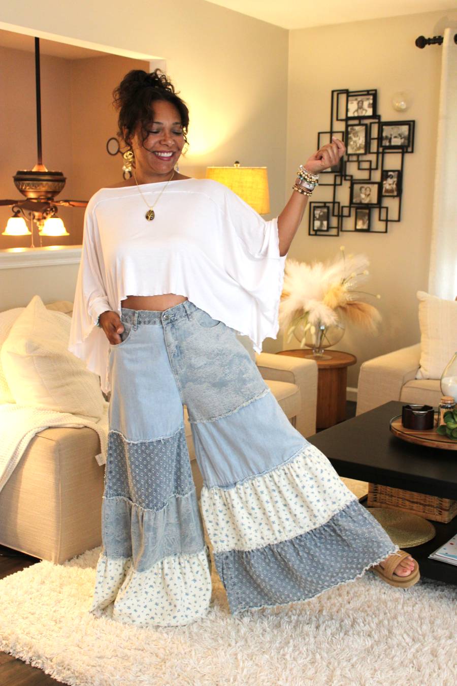 POL Love Is Blue Patchwork Pants