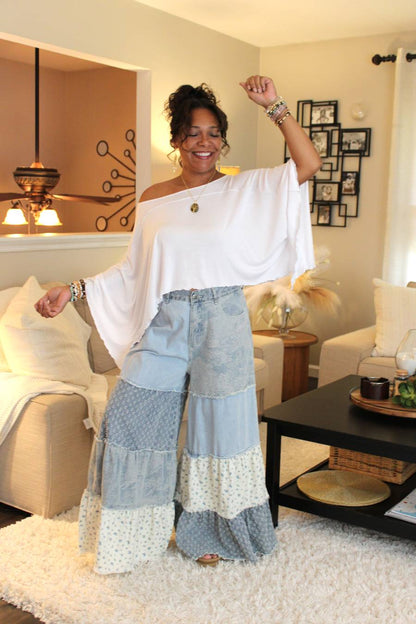 POL Love Is Blue Patchwork Pants