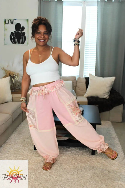 POL Pink Meadow Knit Joggers
