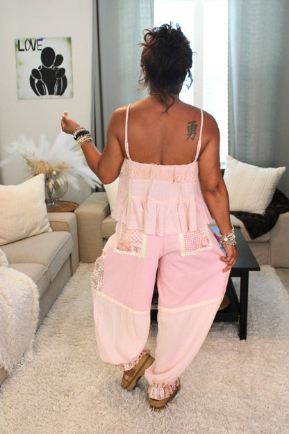 POL Pink Meadow Knit Joggers