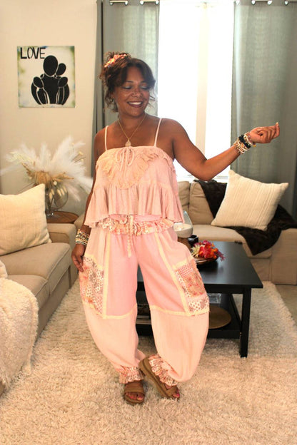 POL Pink Meadow Knit Joggers