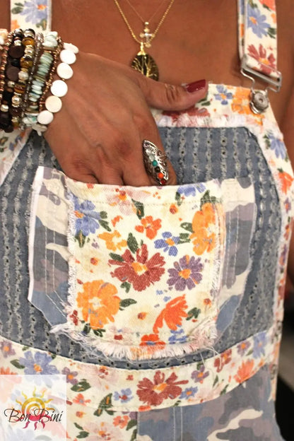 POL Pops Of Floral Woven Overalls