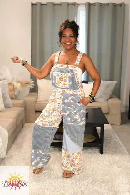 POL Pops Of Floral Woven Overalls