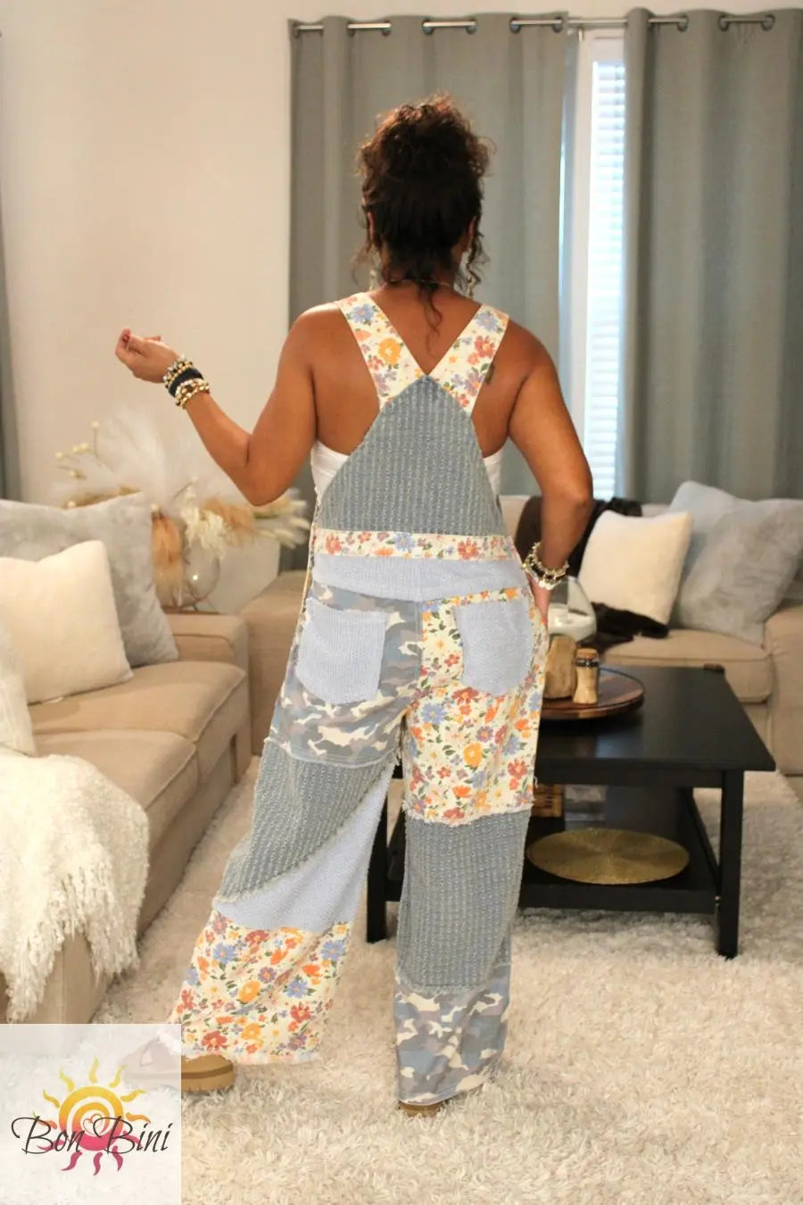 POL Pops Of Floral Woven Overalls