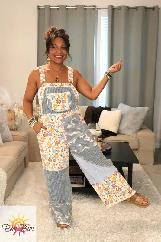 POL Pops Of Floral Woven Overalls