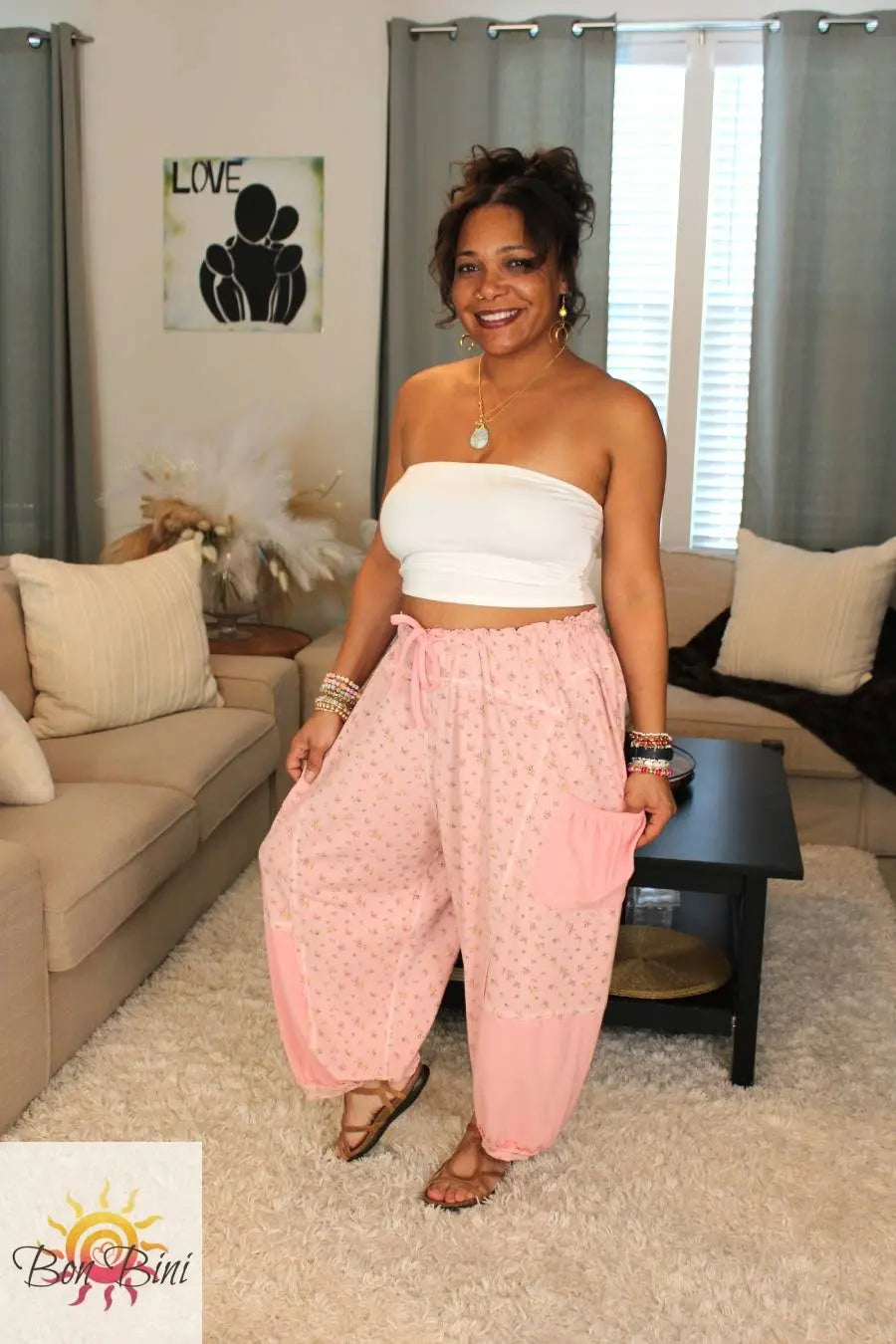 POL Floral Pattern Knit Pants